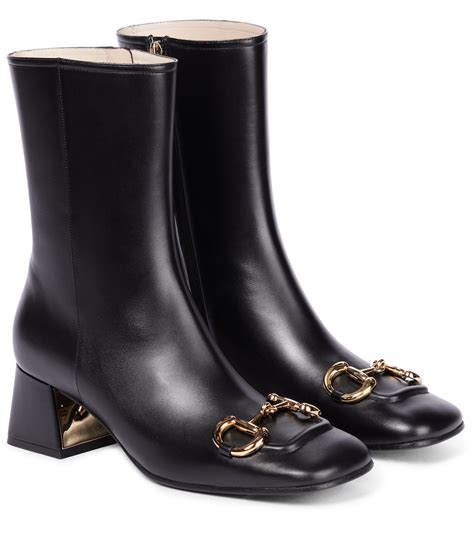 gucci lillian horsebit leather ankle boots|GUCCI Lady horsebit.